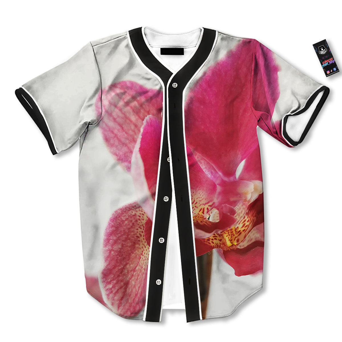 Orchid Flower Pink Print Baseball Jersey-grizzshop