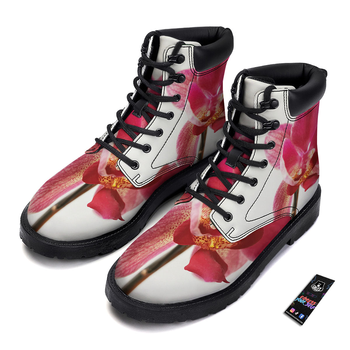 Orchid Flower Pink Print Boots-grizzshop