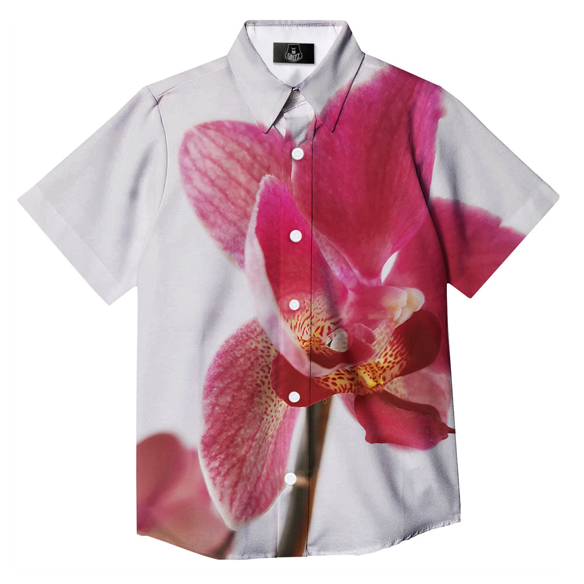 Orchid Flower Pink Print Button Up Shirt-grizzshop