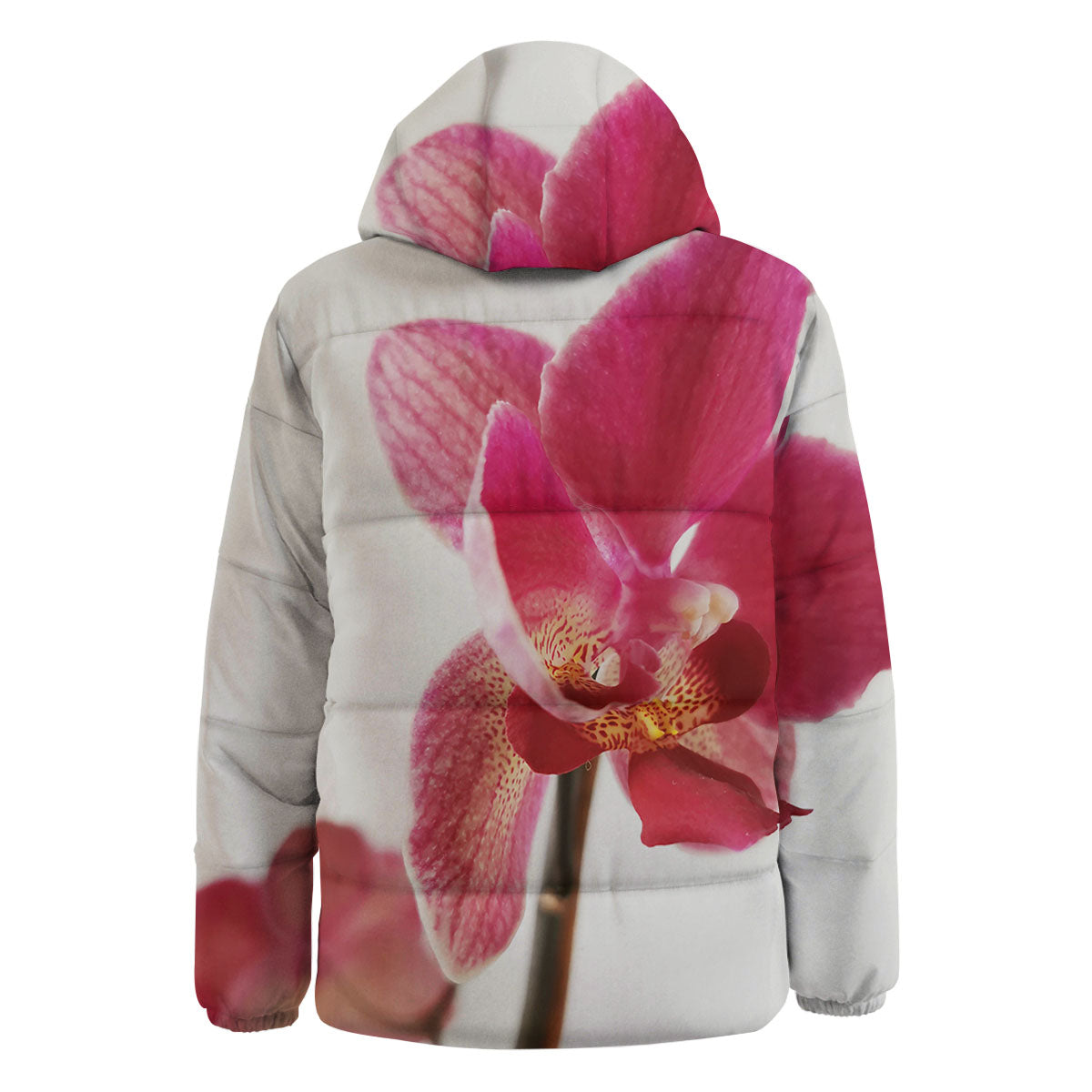 Orchid Flower Pink Print Down Jacket-grizzshop