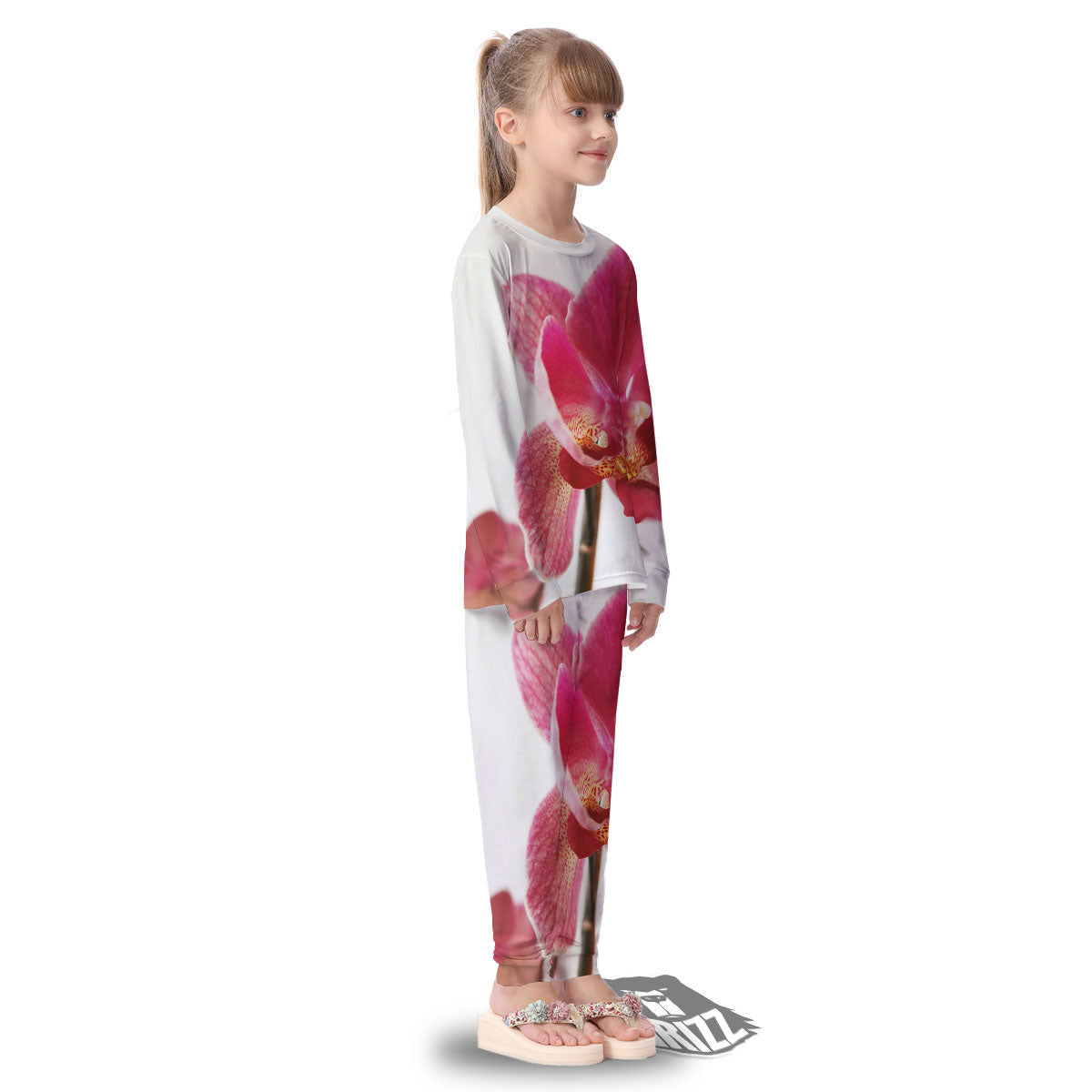 Orchid Flower Pink Print Kid's Pajamas-grizzshop