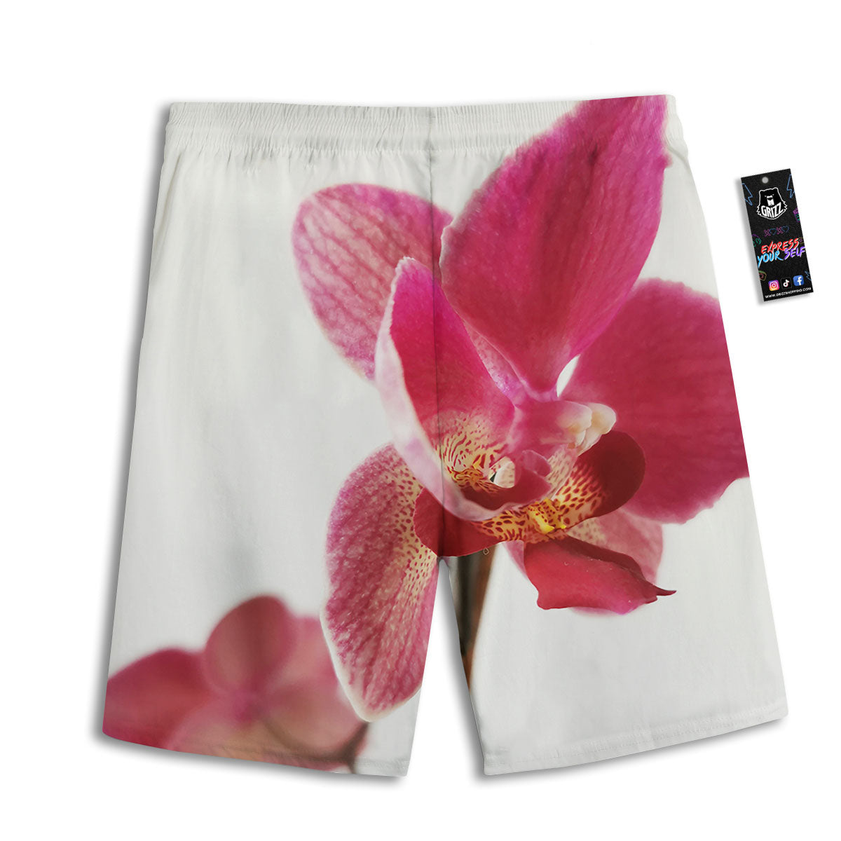 Orchid Flower Pink Print Men's Athletic Shorts-grizzshop