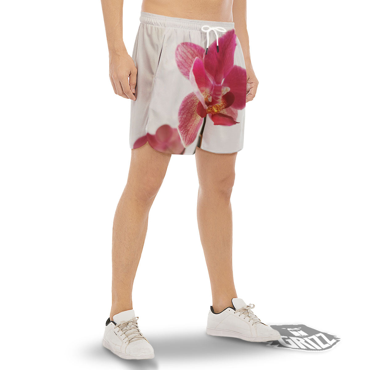 Orchid Flower Pink Print Men's Gym Shorts-grizzshop