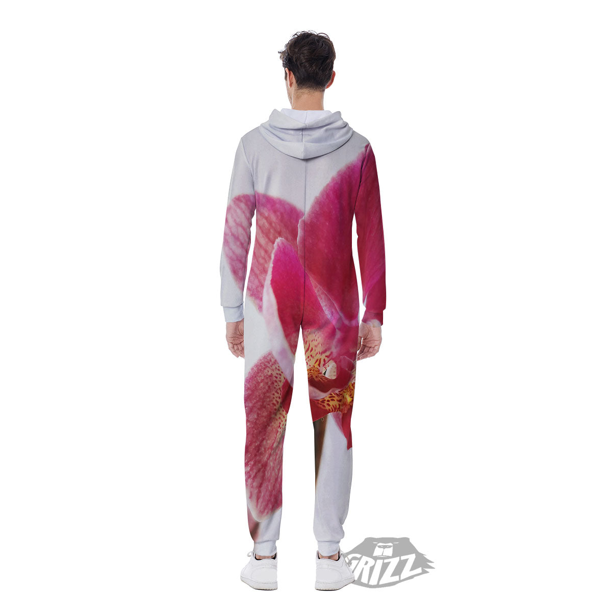 Orchid Flower Pink Print Men's Jumpsuit-grizzshop