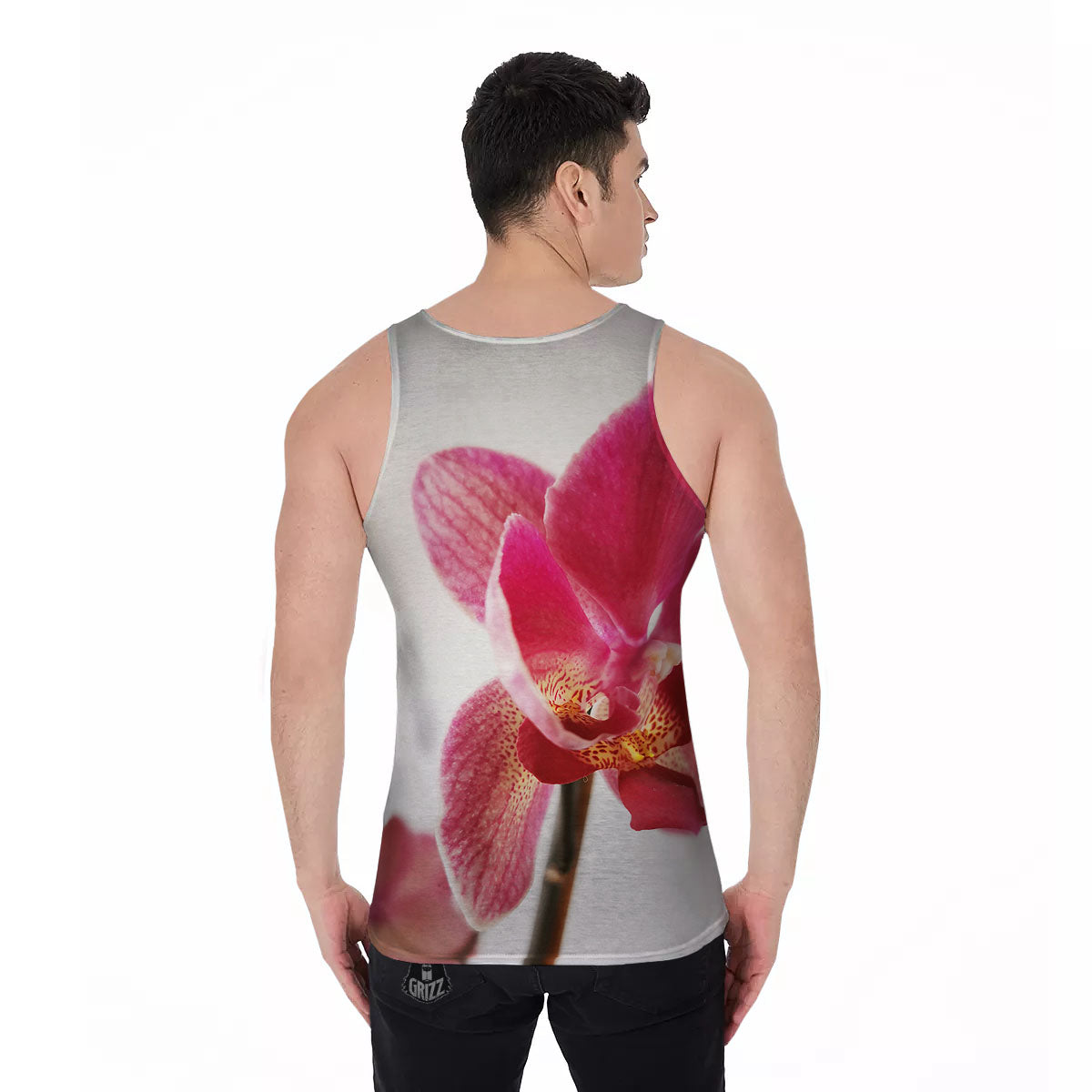 Orchid Flower Pink Print Men's Tank Top-grizzshop
