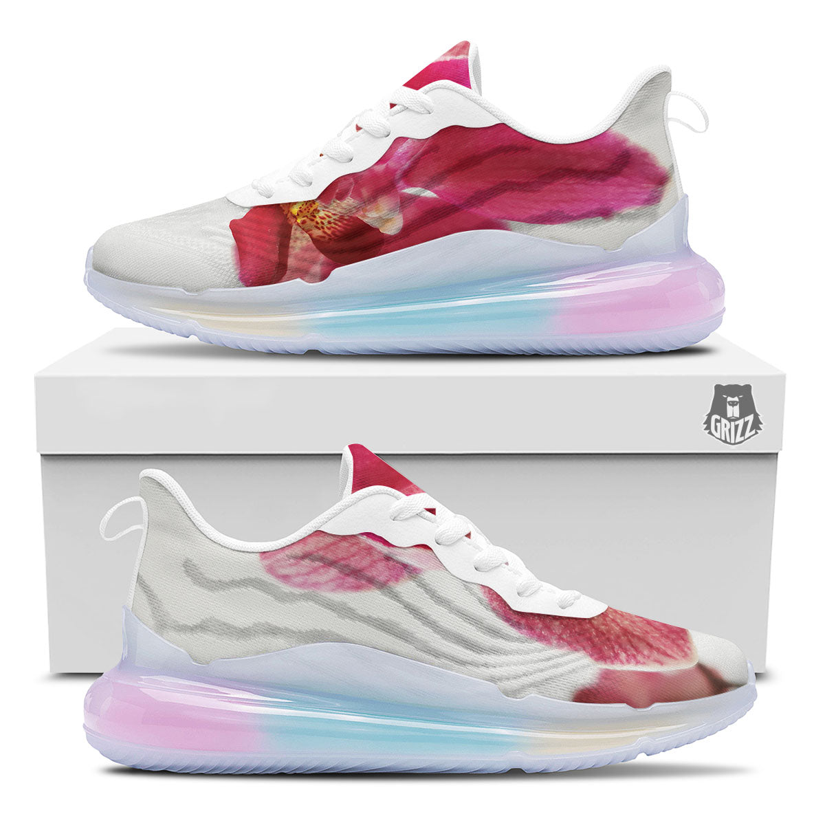 Orchid Flower Pink Print Running Sneakers-grizzshop