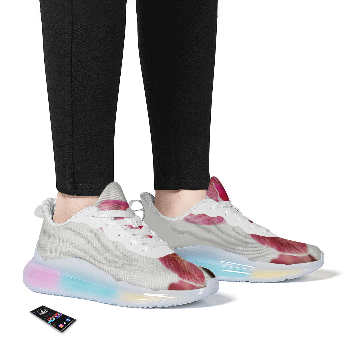 Orchid Flower Pink Print Running Sneakers-grizzshop