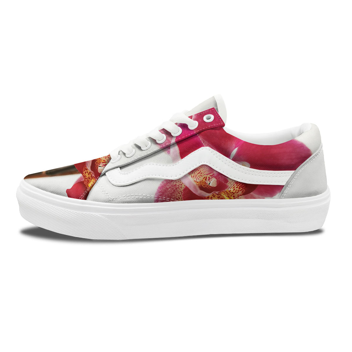 Orchid Flower Pink Print Skate Shoes-grizzshop