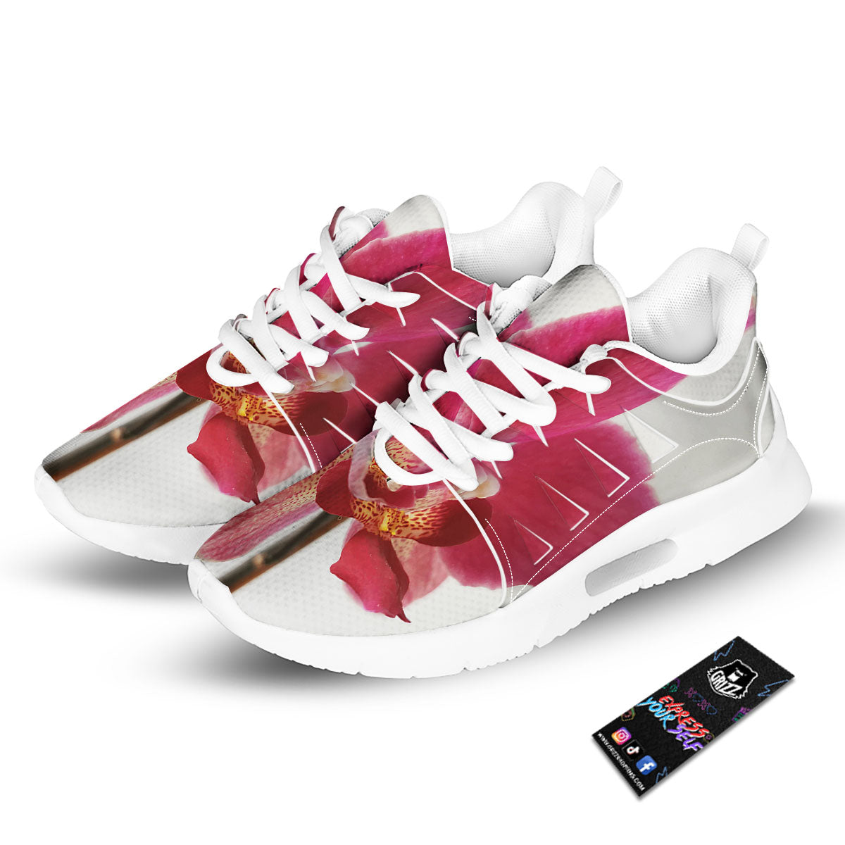 Orchid Flower Pink Print Tennis Shoes-grizzshop