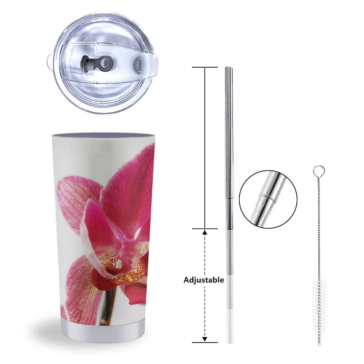 Orchid Flower Pink Print Tumbler-grizzshop