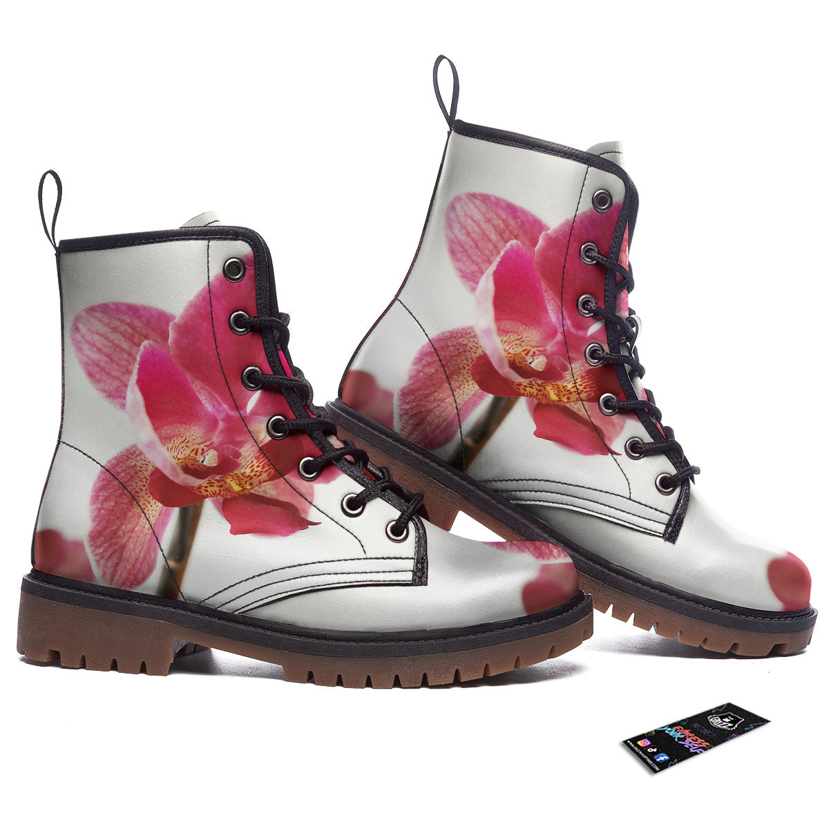 Orchid Flower Pink Print Work Boots-grizzshop