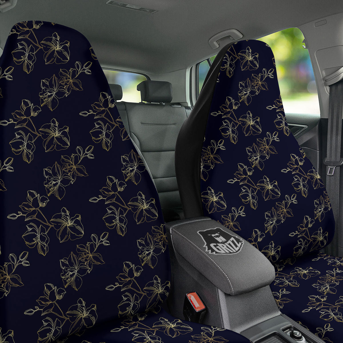 Orchid Golden Print Pattern Car Seat Covers-grizzshop