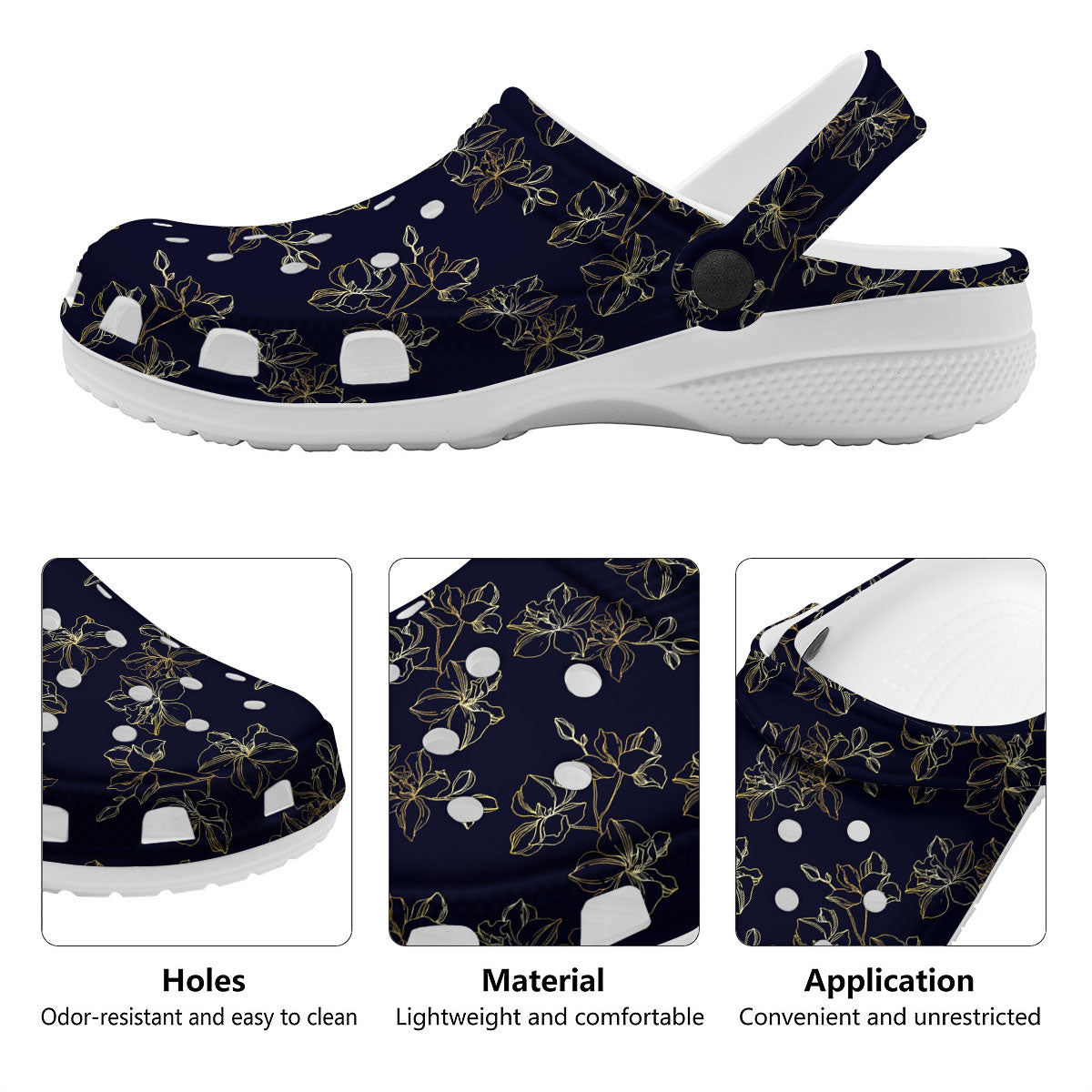 Orchid Golden Print Pattern Clog-grizzshop