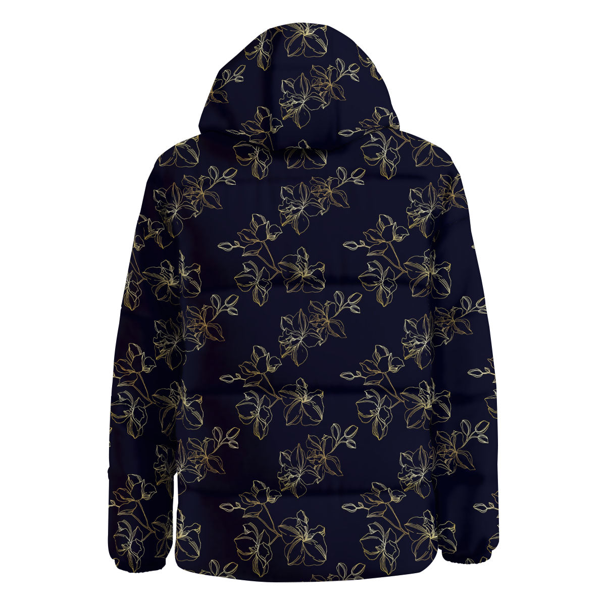 Orchid Golden Print Pattern Down Jacket-grizzshop