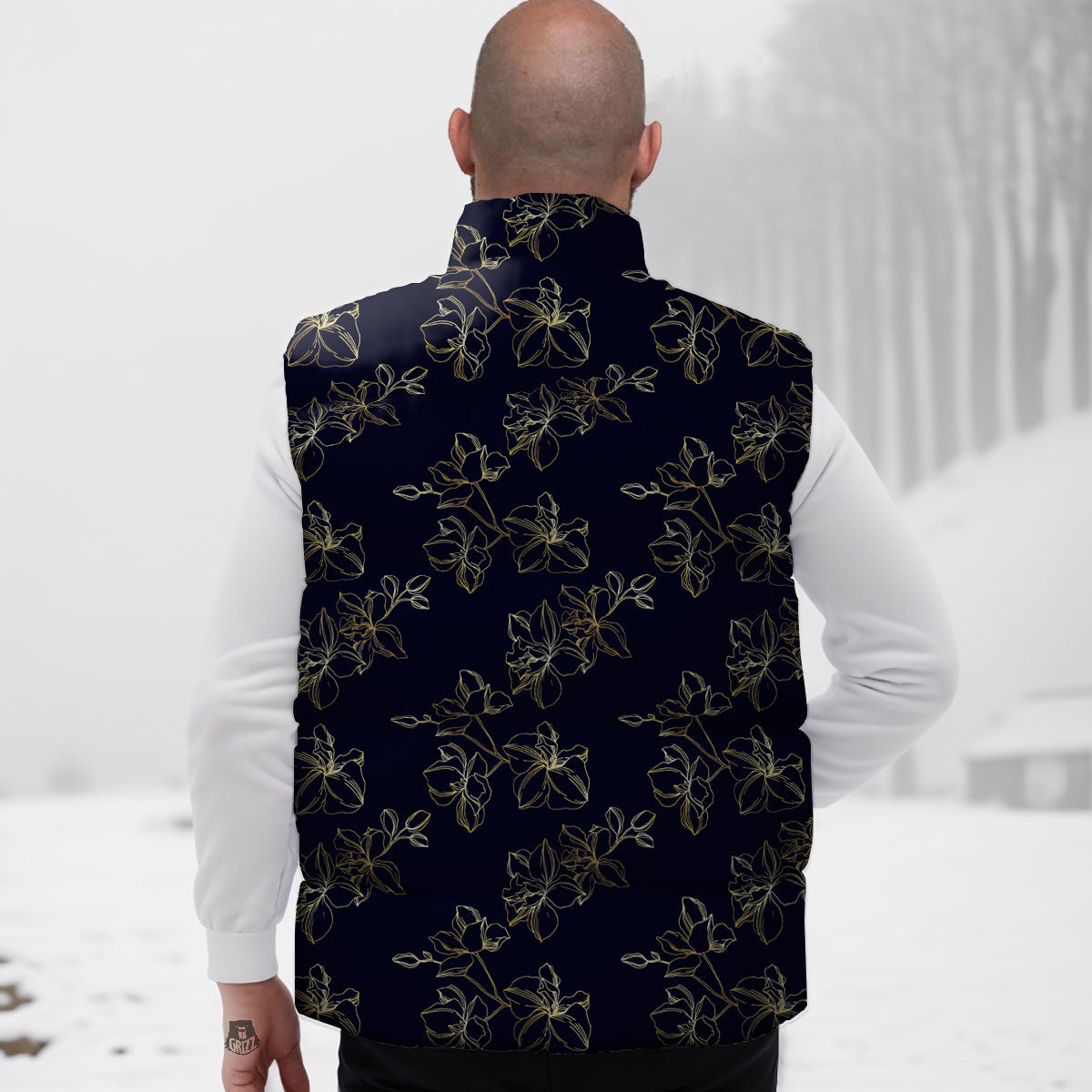 Orchid Golden Print Pattern Down Vest