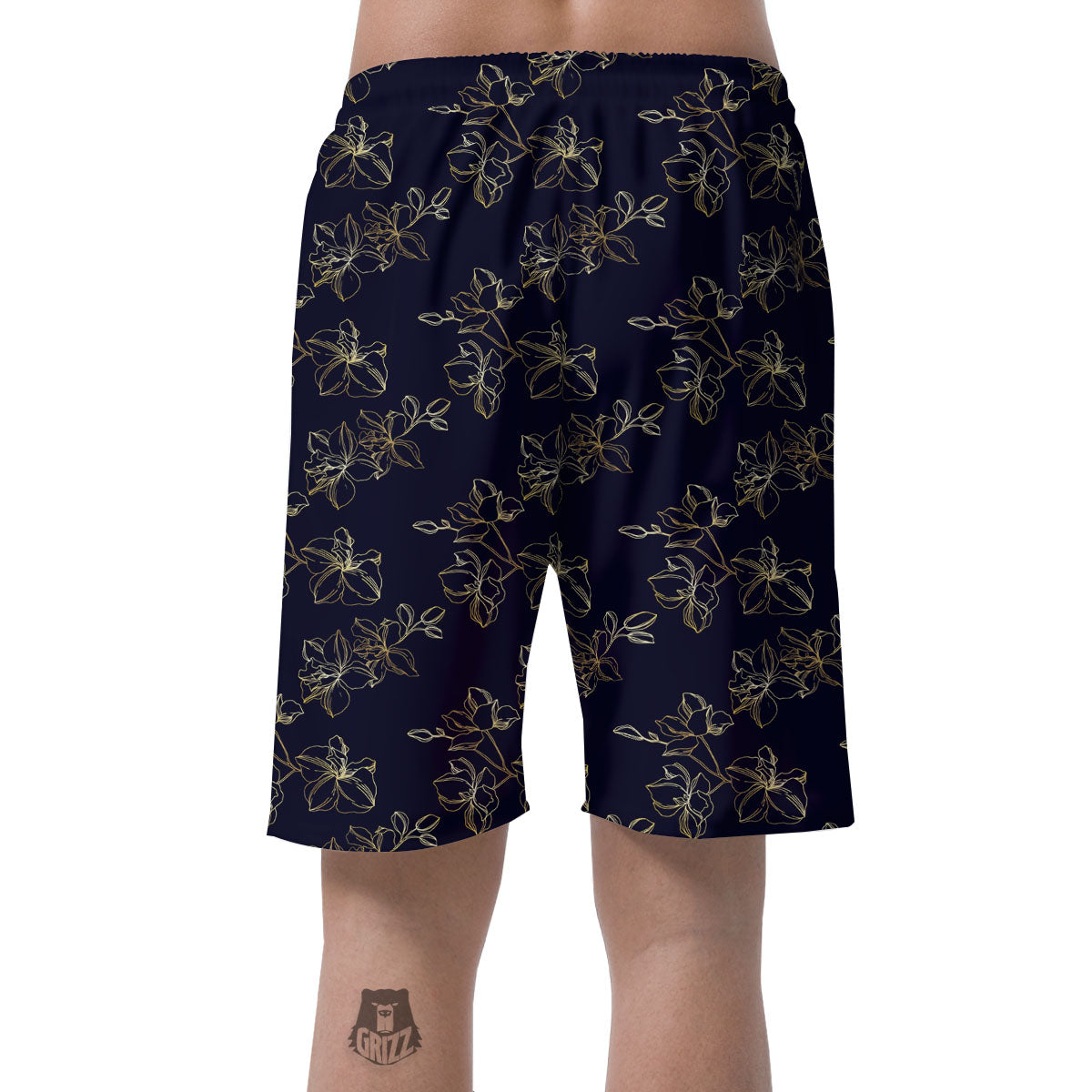 Orchid Golden Print Pattern Men's Shorts-grizzshop