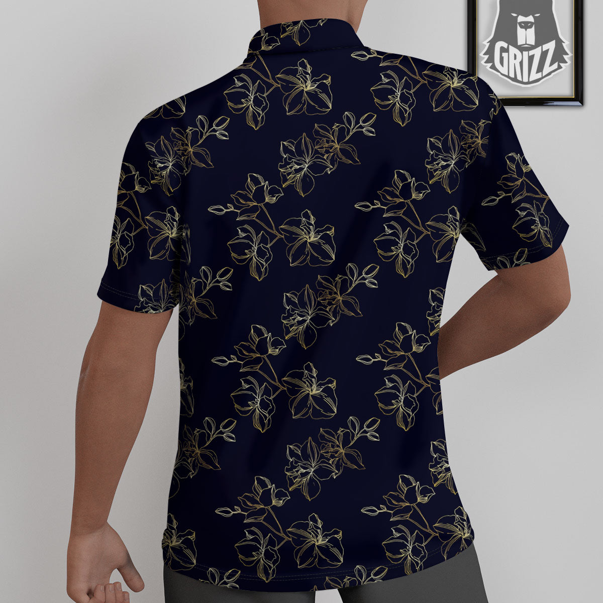 Orchid Golden Print Pattern Untucked Shirts-grizzshop