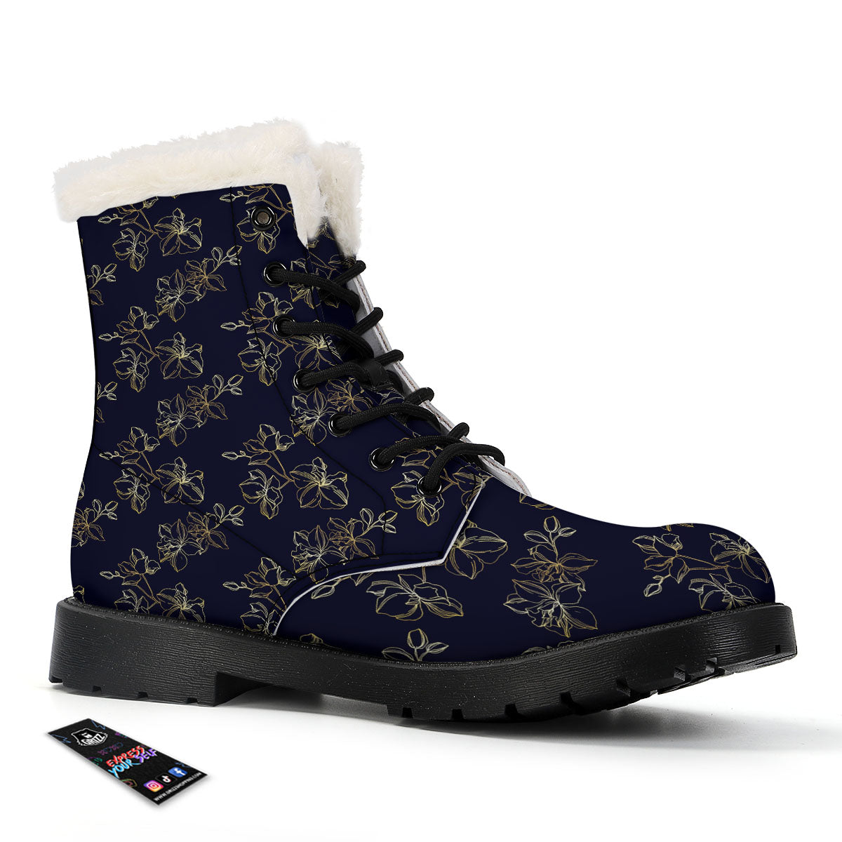 Orchid Golden Print Pattern Winter Boots-grizzshop