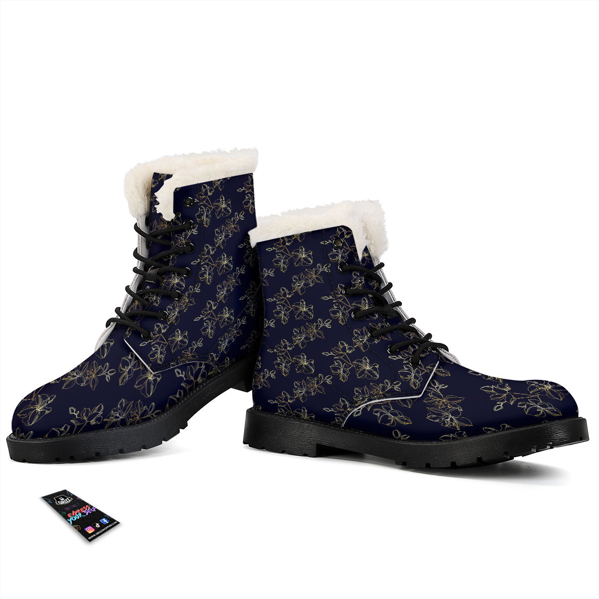 Orchid Golden Print Pattern Winter Boots-grizzshop