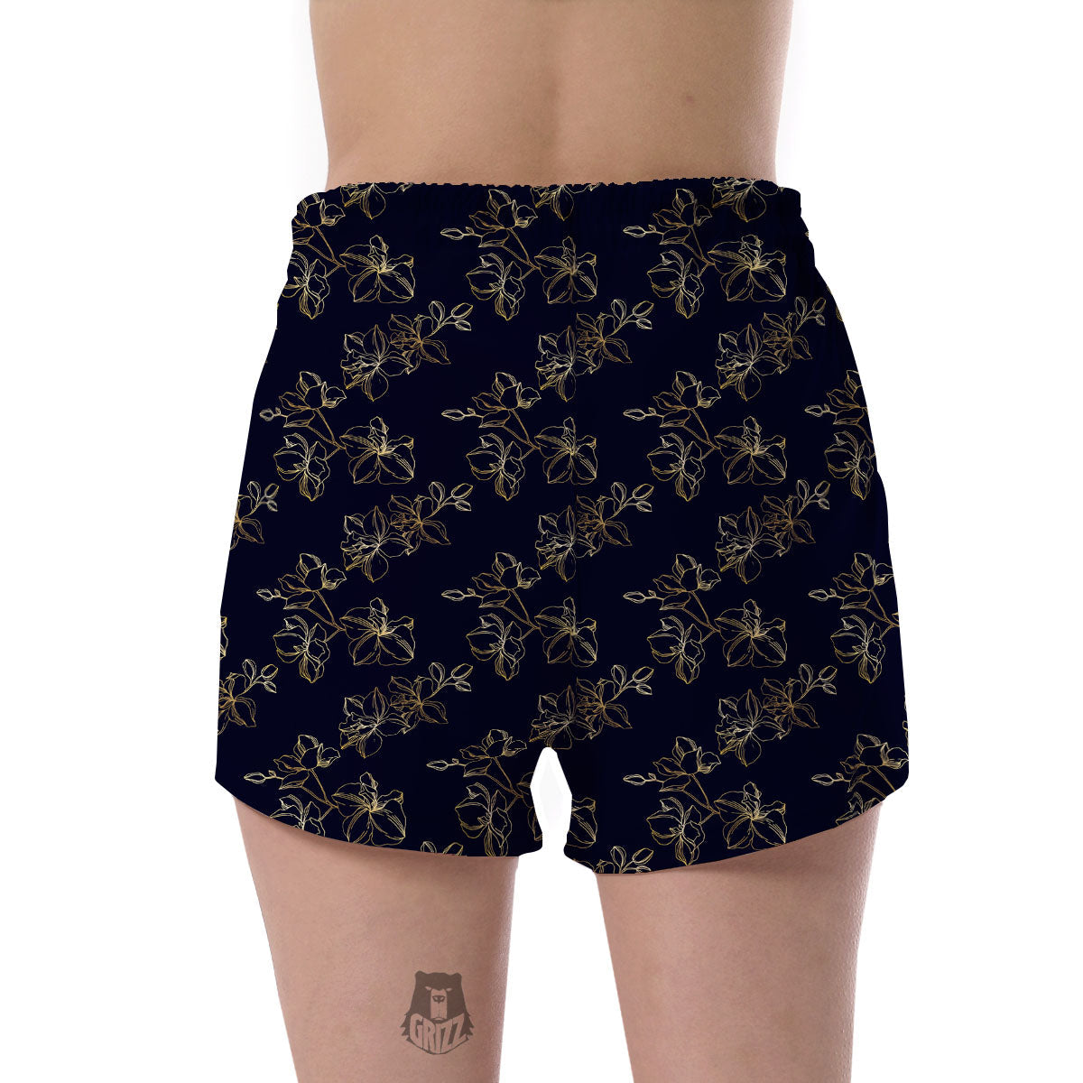 Orchid Golden Print Pattern Women's Shorts-grizzshop