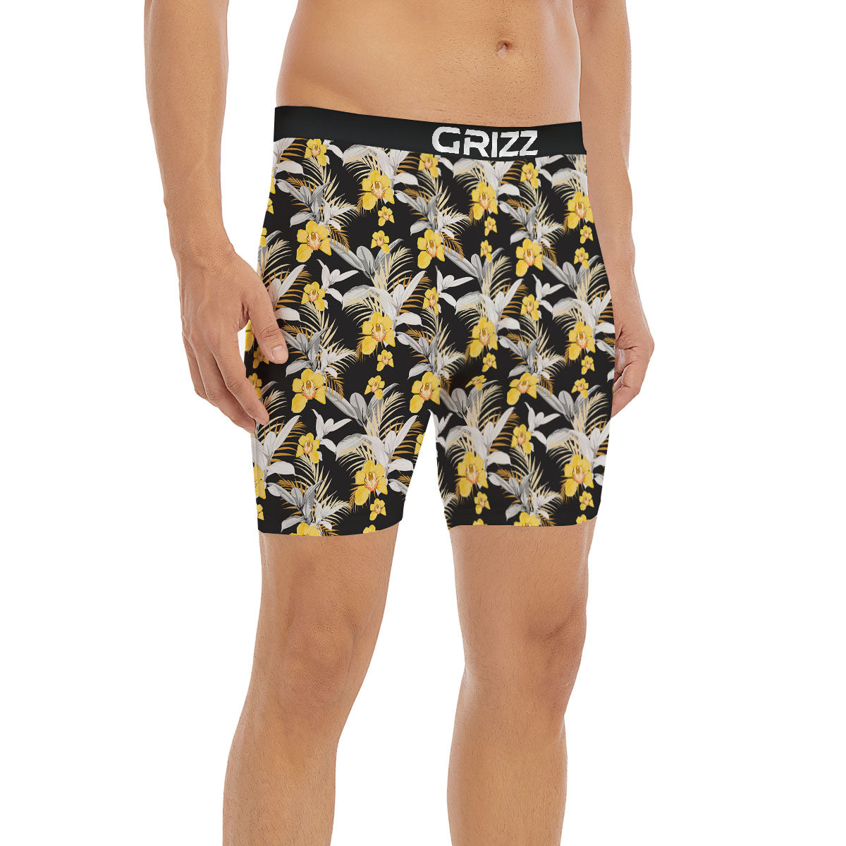 Orchid Yellow Print Pattern Boxer Briefs-grizzshop