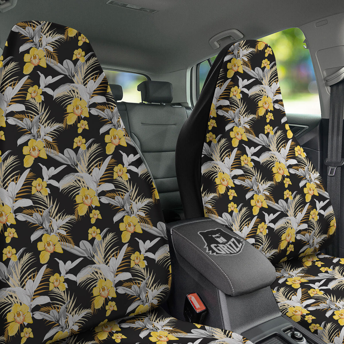 Orchid Yellow Print Pattern Car Seat Covers-grizzshop