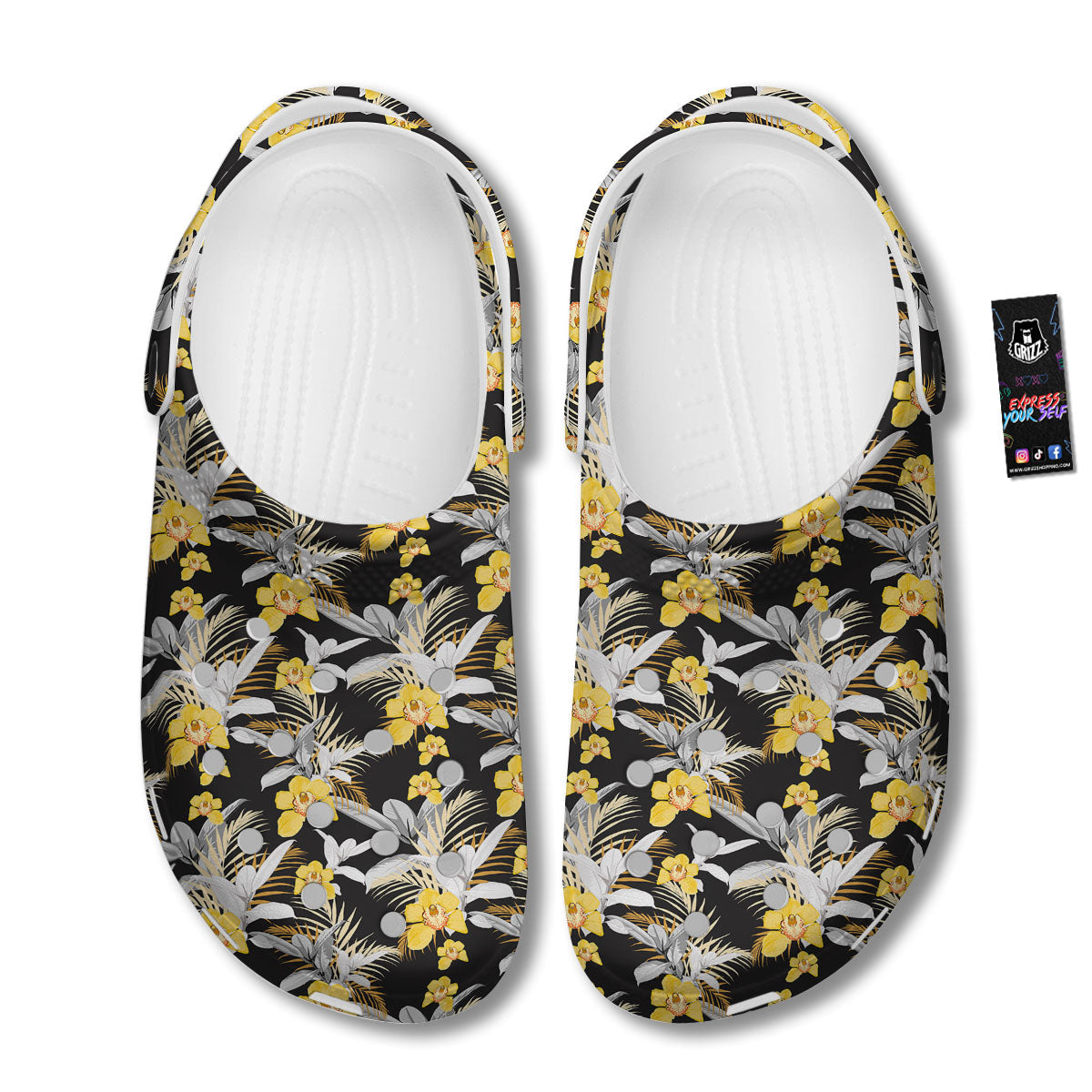 Orchid Yellow Print Pattern Clog-grizzshop