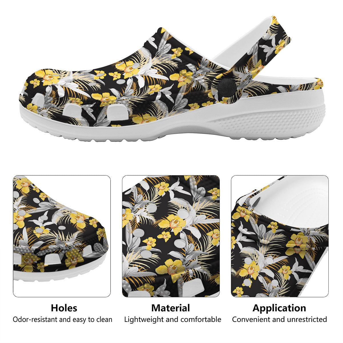 Orchid Yellow Print Pattern Clog-grizzshop