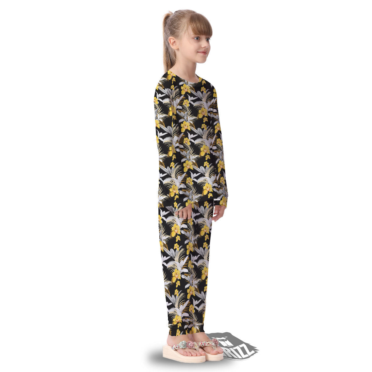 Orchid Yellow Print Pattern Kid's Pajamas-grizzshop