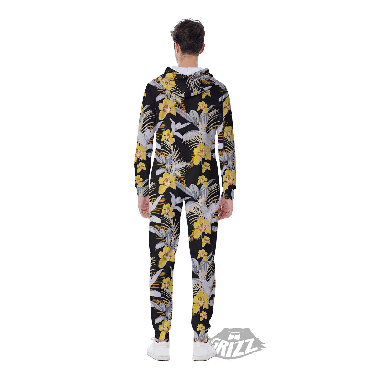 Orchid Yellow Print Pattern Men's Jumpsuit-grizzshop