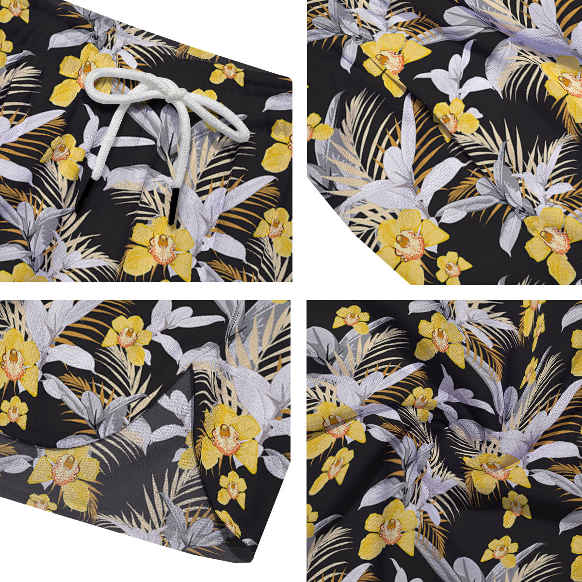 Orchid Yellow Print Pattern Men's Running Shorts-grizzshop