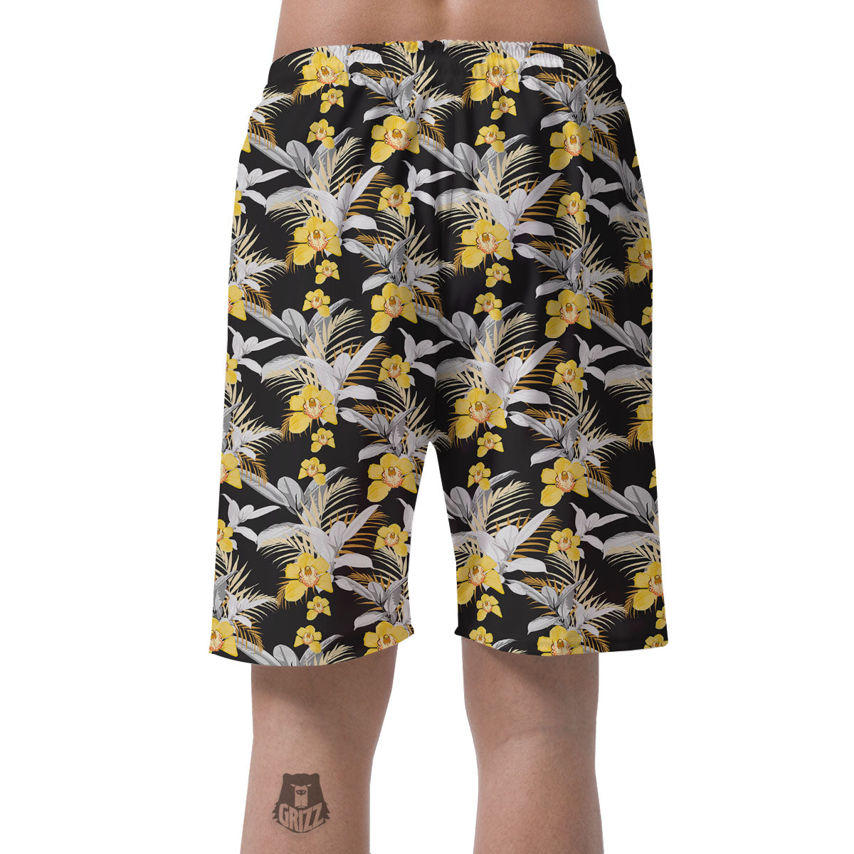Orchid Yellow Print Pattern Men's Shorts-grizzshop