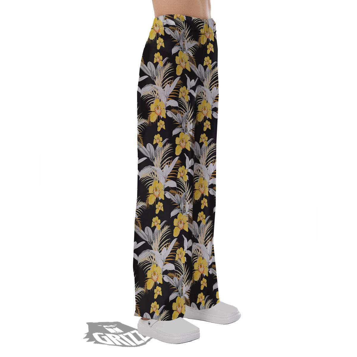 Orchid Yellow Print Pattern Pajama Pants-grizzshop