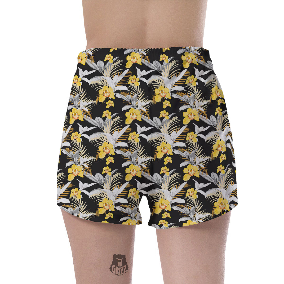 Orchid Yellow Print Pattern Women's Shorts-grizzshop
