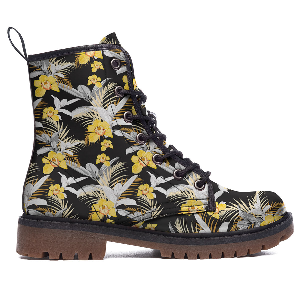 Orchid Yellow Print Pattern Work Boots-grizzshop