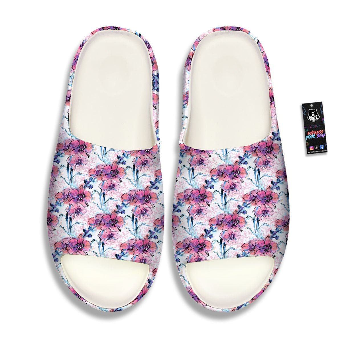 Orchid Drawing Print Pattern Sandals-grizzshop