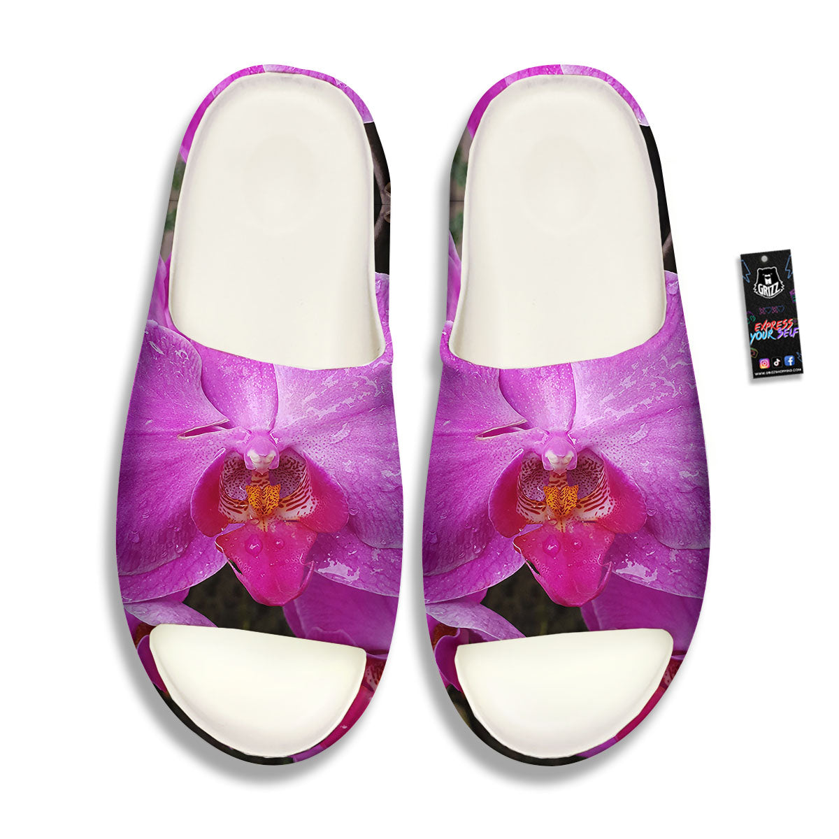 Orchid Flower Magenta Print Sandals-grizzshop