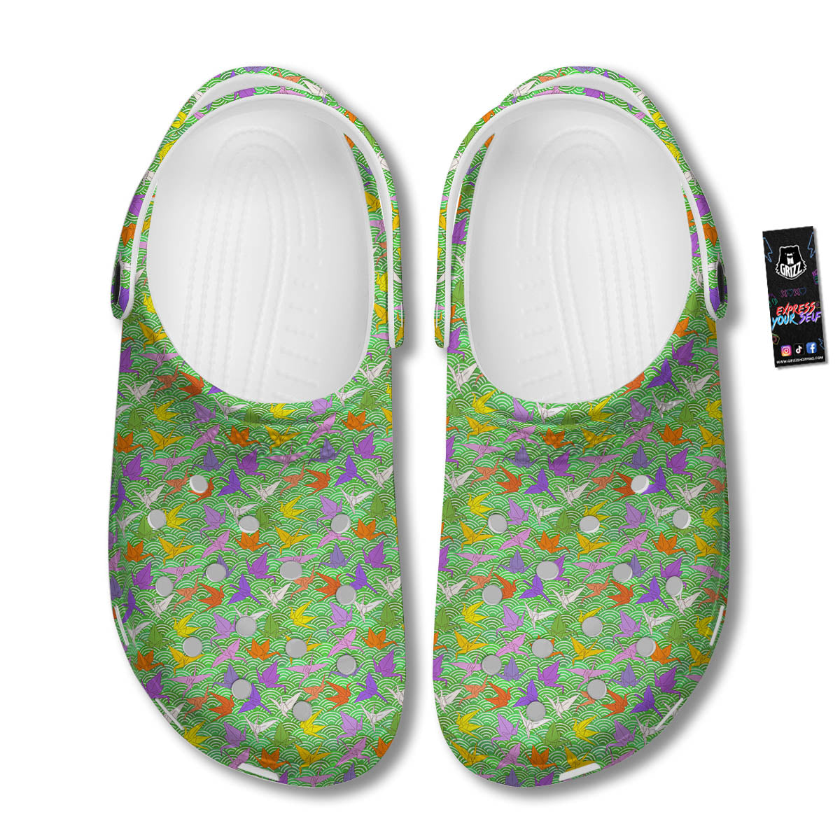 Origami Bird Colorful Print Pattern Clog-grizzshop