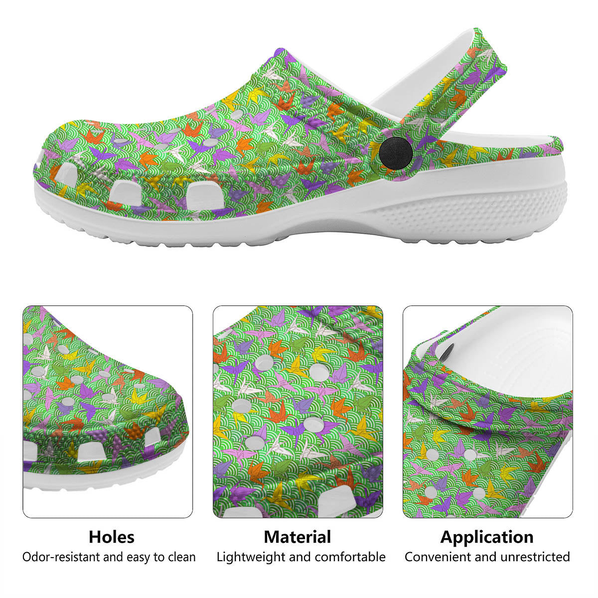 Origami Bird Colorful Print Pattern Clog-grizzshop
