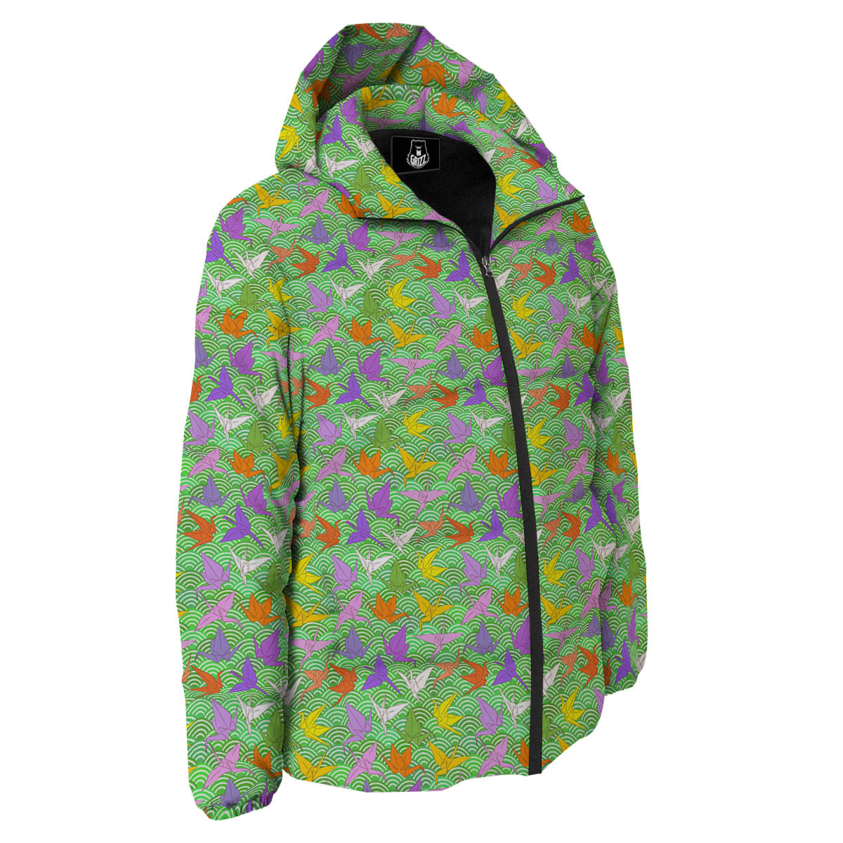 Origami Bird Colorful Print Pattern Down Jacket-grizzshop