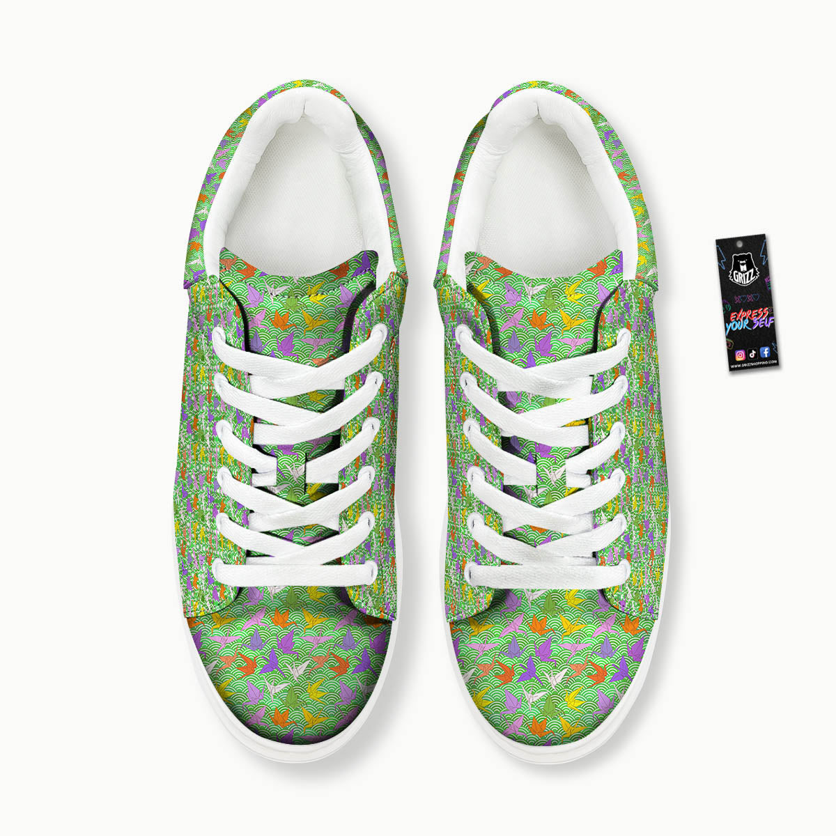 Origami Bird Colorful Print Pattern Platform Shoes-grizzshop