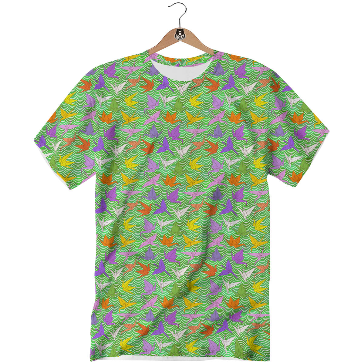 Origami Bird Colorful Print Pattern T-Shirt-grizzshop