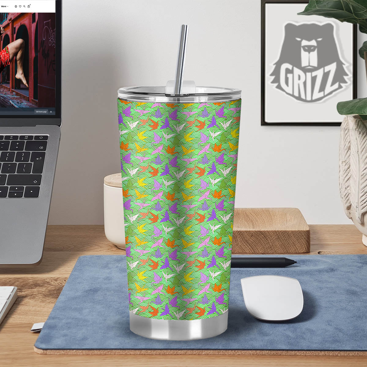 Origami Bird Colorful Print Pattern Tumbler-grizzshop