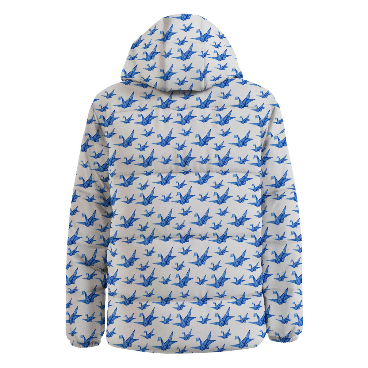 Origami Crane Blue Print Pattern Down Jacket-grizzshop