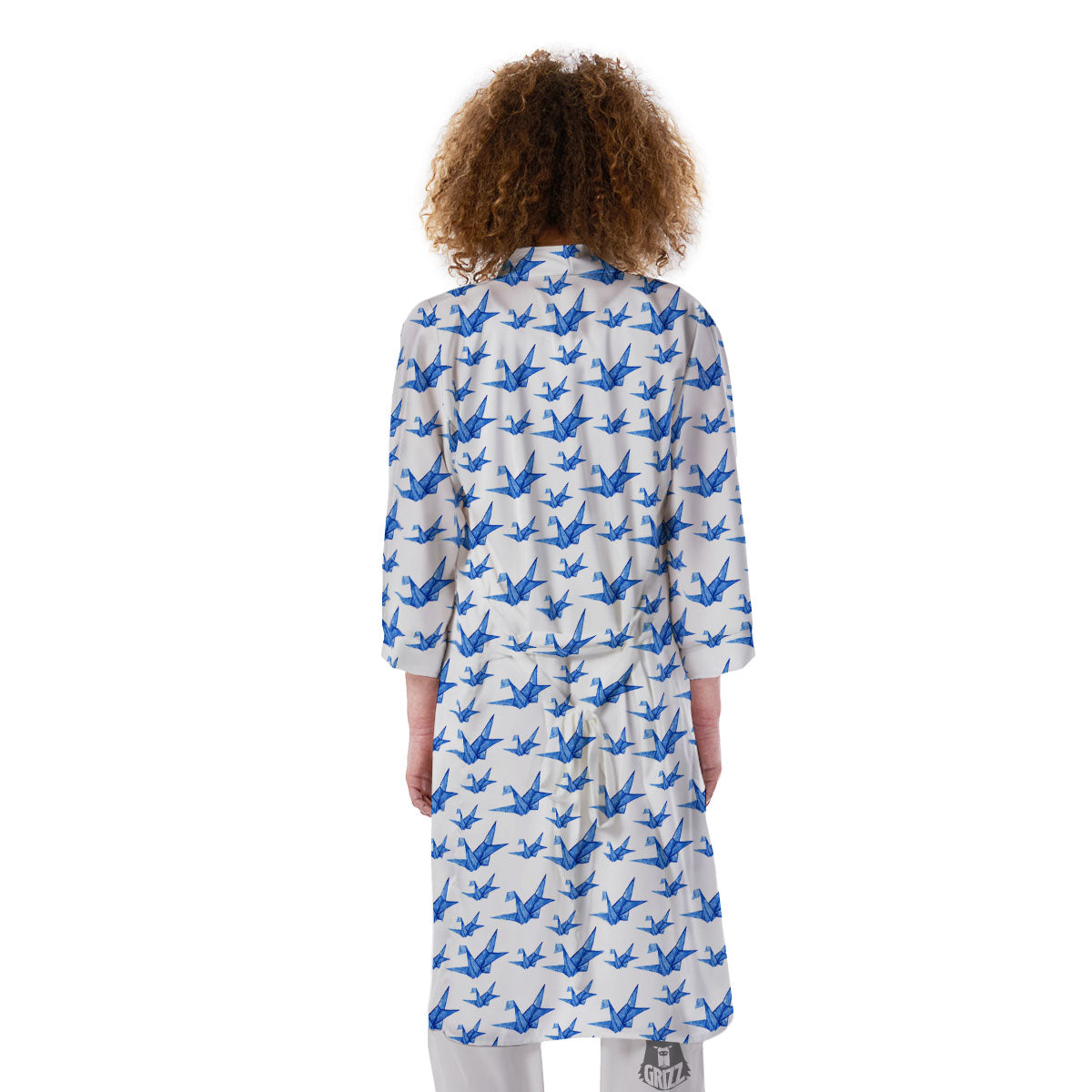 Origami Crane Blue Print Pattern Kimono-grizzshop