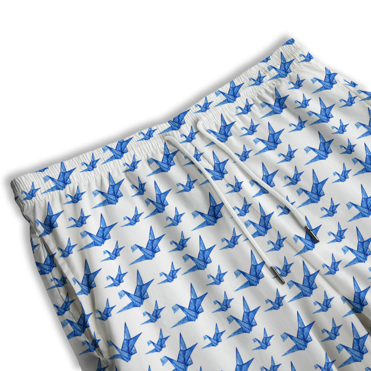 Origami Crane Blue Print Pattern Men's Athletic Shorts