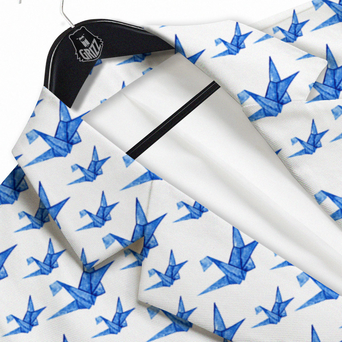 Origami Crane Blue Print Pattern Men's Sport Coat-grizzshop