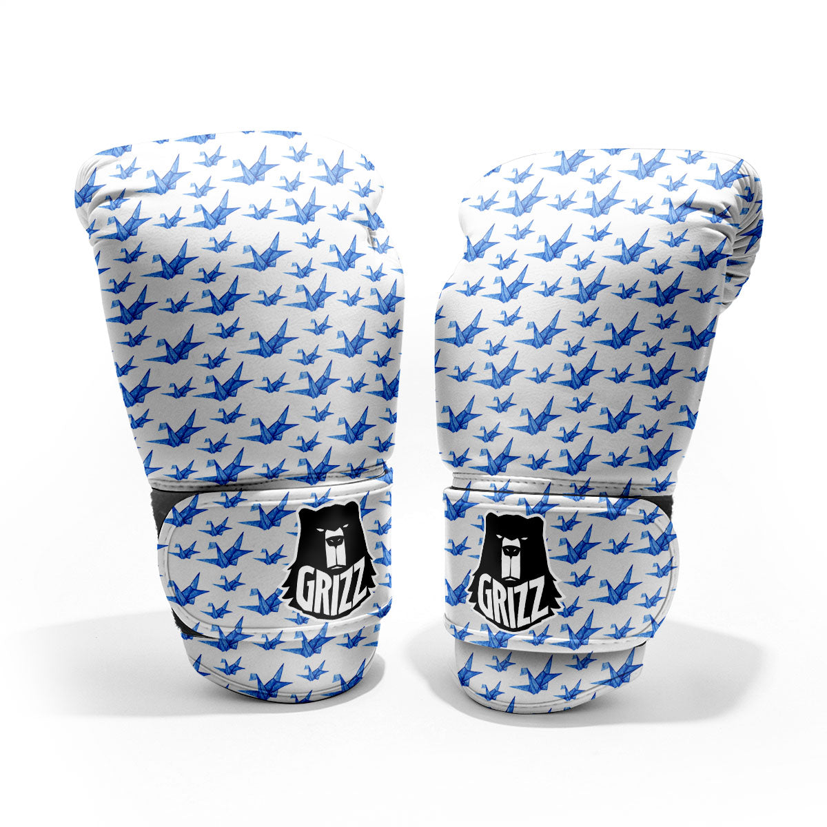 Origami Crane Blue Print Pattern Pro Boxing Glove