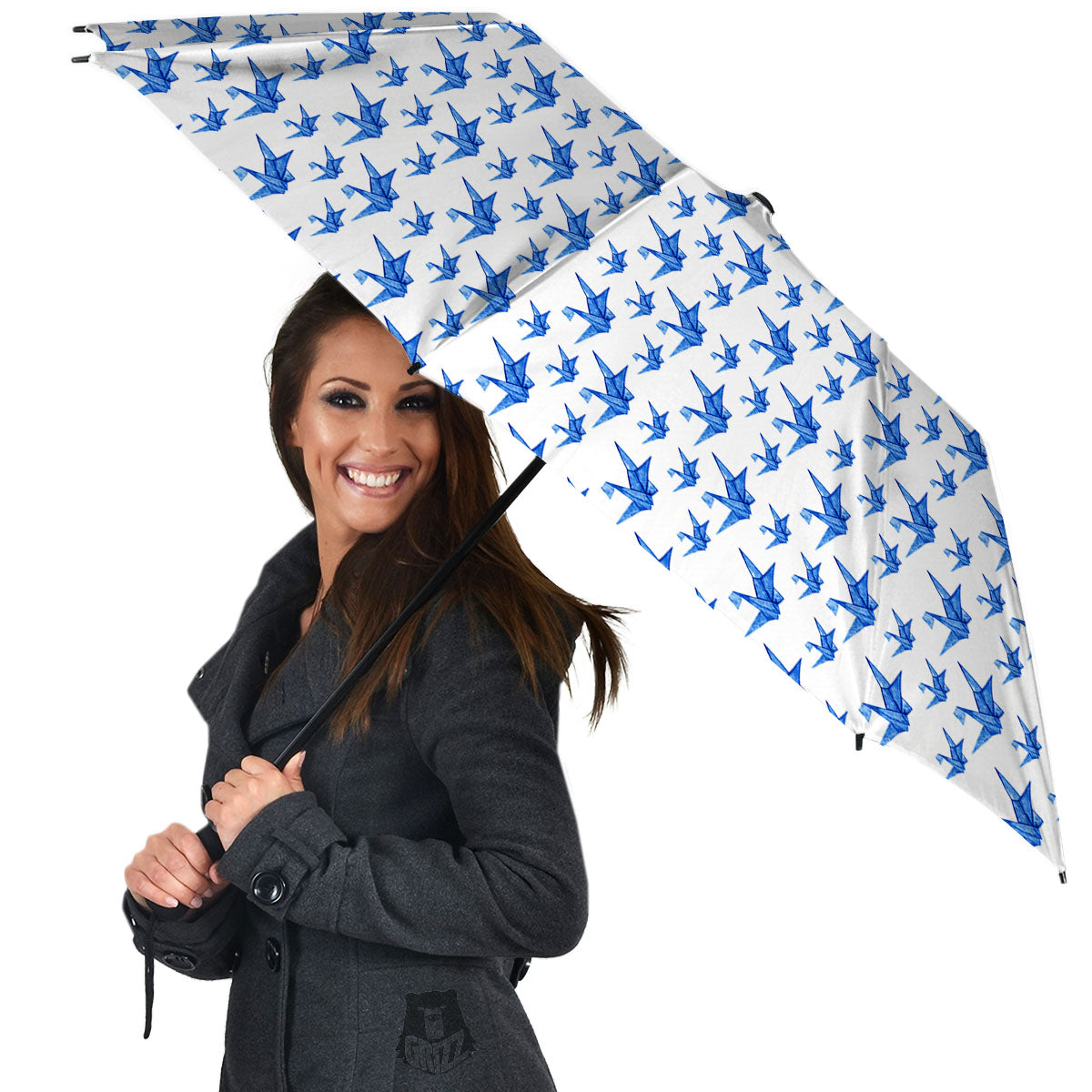 Origami Crane Blue Print Pattern Umbrella-grizzshop