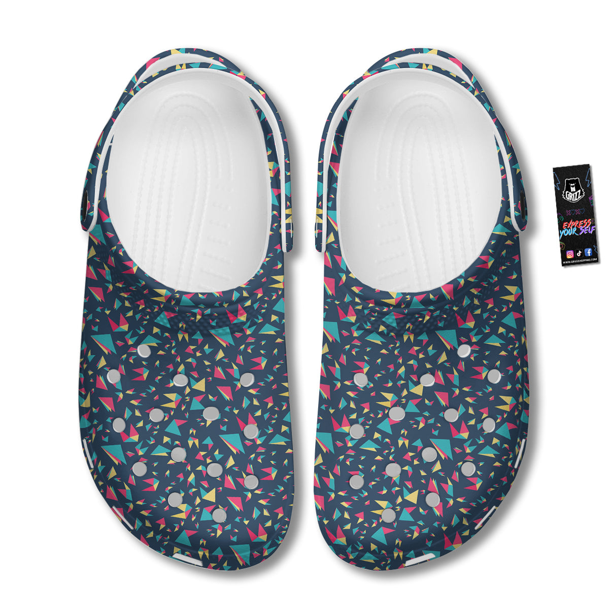 Origami Crane Colorful Print Pattern Clog-grizzshop